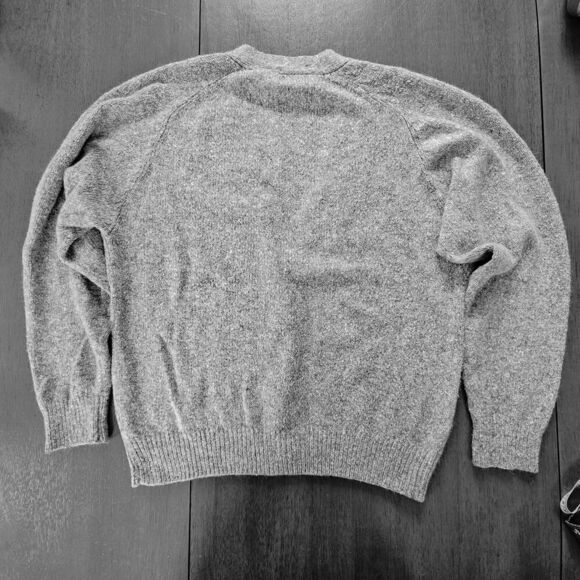 Vtg Silk & Rabbit Hair V-Neck Gray Cardigan Sweater Med PETITE Pearl Buttons - Picture 3 of 8